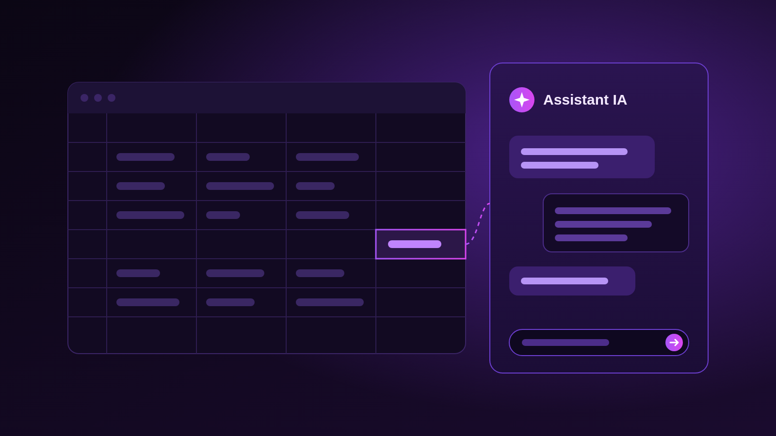 Illustration d’un tableur et d’un volet d’assistance par intelligence artificielle